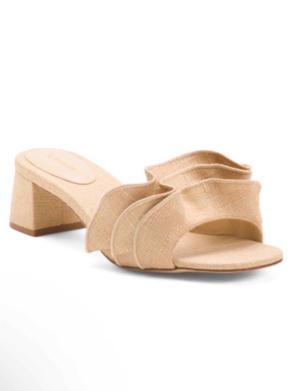 NIB Larroude Beige Ruffle Mule Sandals size 10
